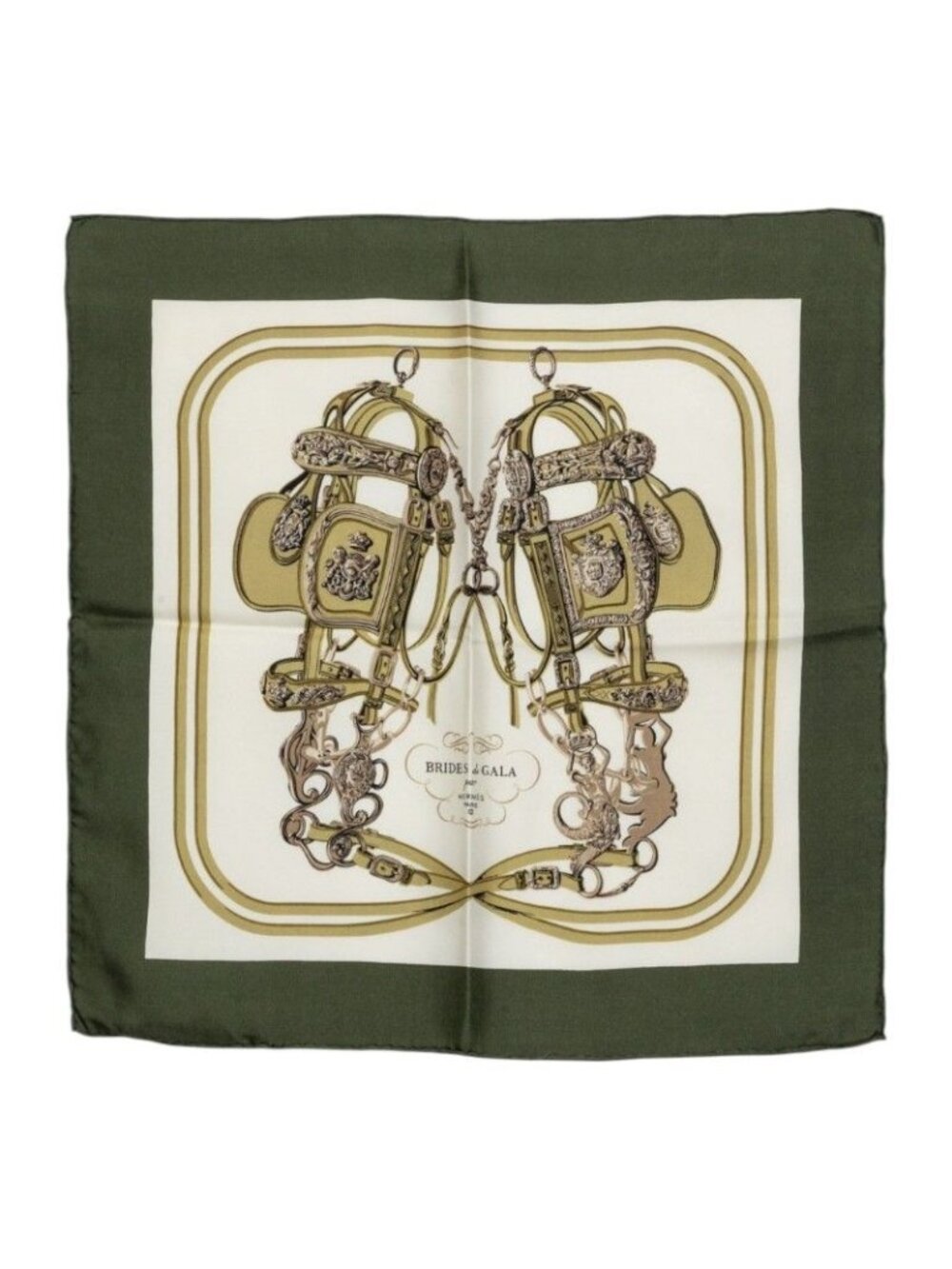 Hermes Carre 42 Brides de Gala Scarf Green Multicolor Silk